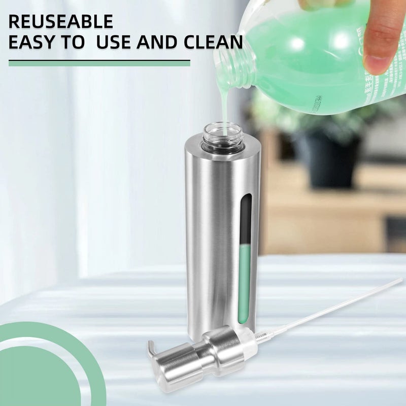 GLUBEE Stainless Steel Soap Dispenser, 7Oz Slim Rust Proof Liquid Soap Dispenser for Kitchen & Bathroom - Refillable Brushed Nickel Dispenser for Essential Oils and Shampoo - Image 3